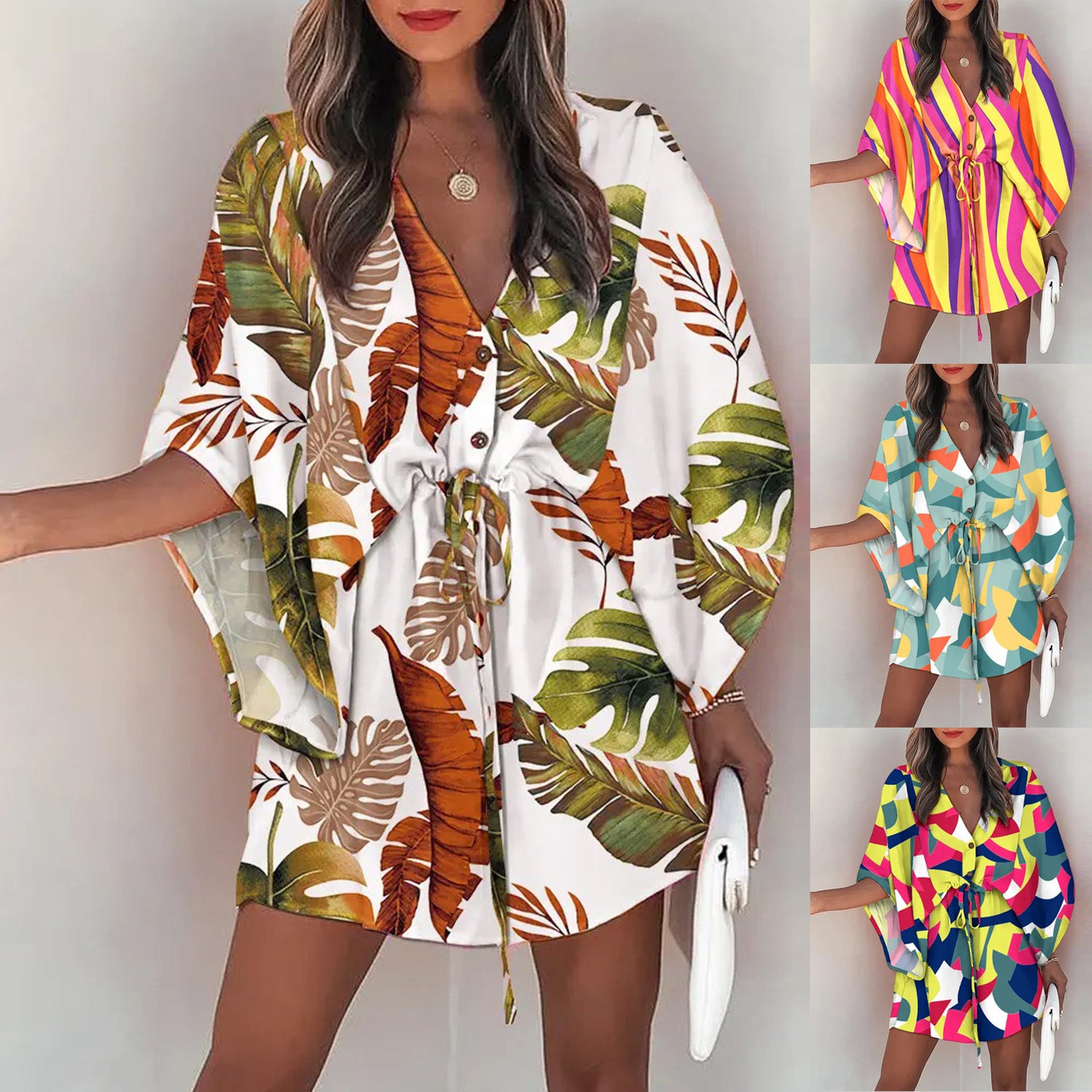 Robe Courte Manches Volantes Summer Color